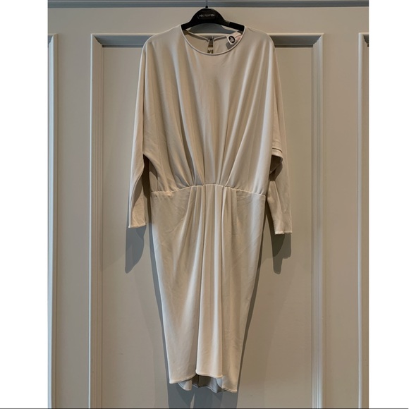 LANVIN Cream Drape Crepe Dress - Picture 3 of 9